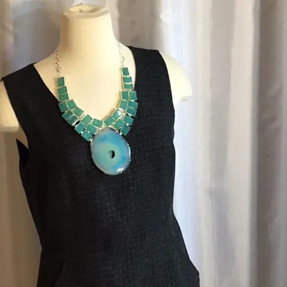 HUGE AQUA CONDOR AGATE  & KUNZITE NECKLACE - Picture 10 of 15